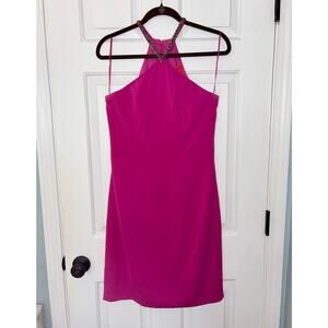 Carmen Marc Valvo Infusion Fuchsia Knee Length Formal Dress